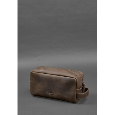 Leather cosmetic bag 6.0 dark brown Crazy Horse