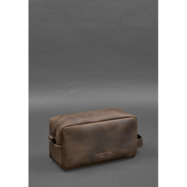 Leather cosmetic bag 6.0 dark brown Crazy Horse