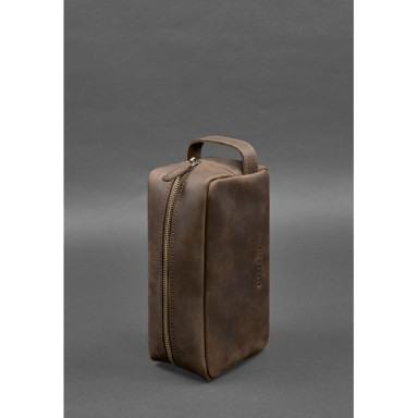 Leather cosmetic bag 6.0 dark brown Crazy Horse