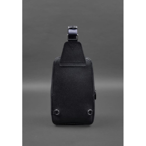 Шкіряний чоловічий рюкзак (сумка-слінг) на одне плече синій краст