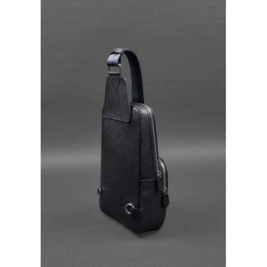Men's leather backpack (sling bag) on one shoulder blue Saffiano