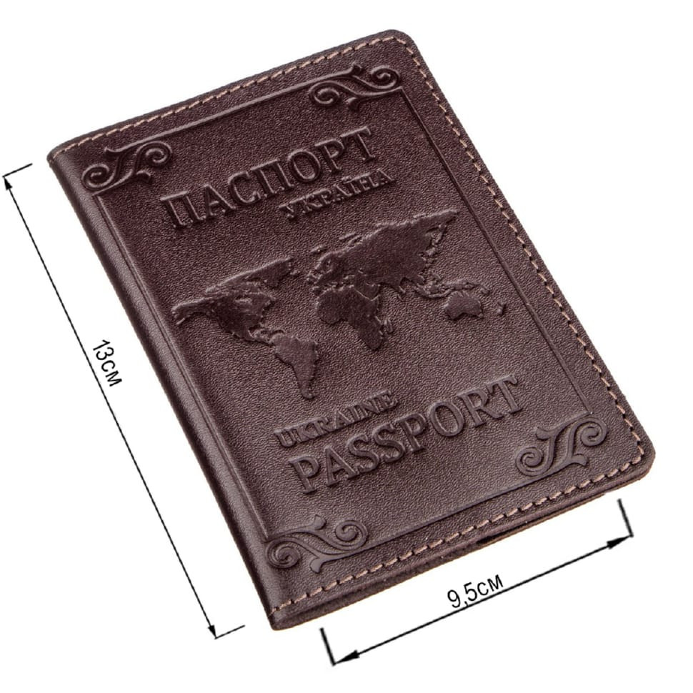Кожаная обложка на паспорт с картой и рамкой SHVIGEL 13983 Коричневая