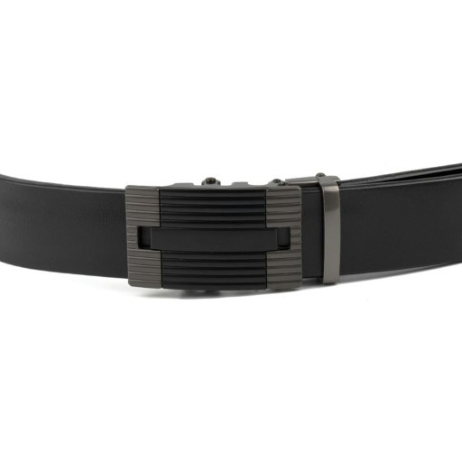 Чоловічий ремень з лінійною пряжкою Vintage 20290 Чорний