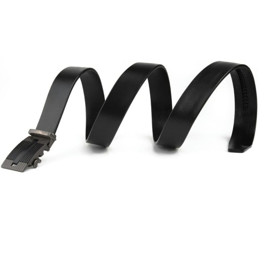 Чоловічий ремень з лінійною пряжкою Vintage 20290 Чорний