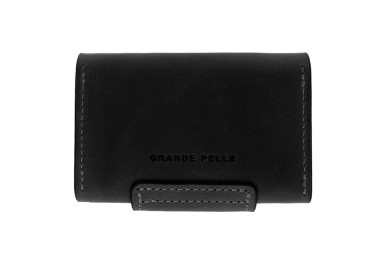 Magnetic business card holder, matte leather, black GP