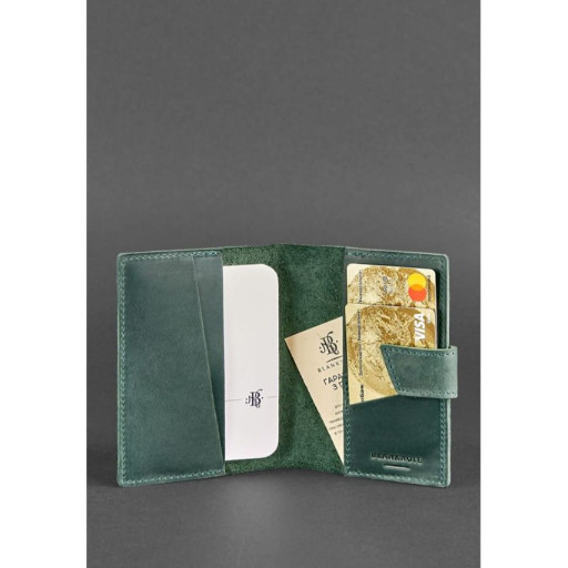 Шкіряна обкладинка для паспорта 4.0 зелена