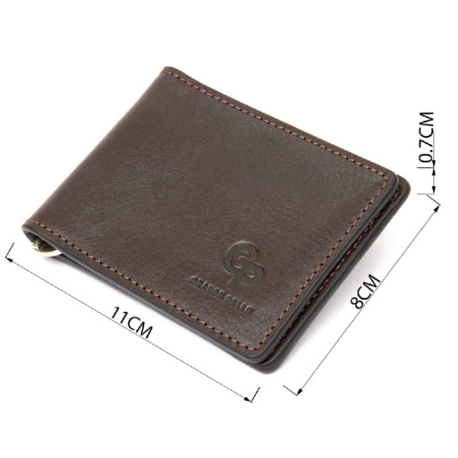 Чоловічий шкіряний затискач для грошей GRANDE PELLE 11478 Коричневий