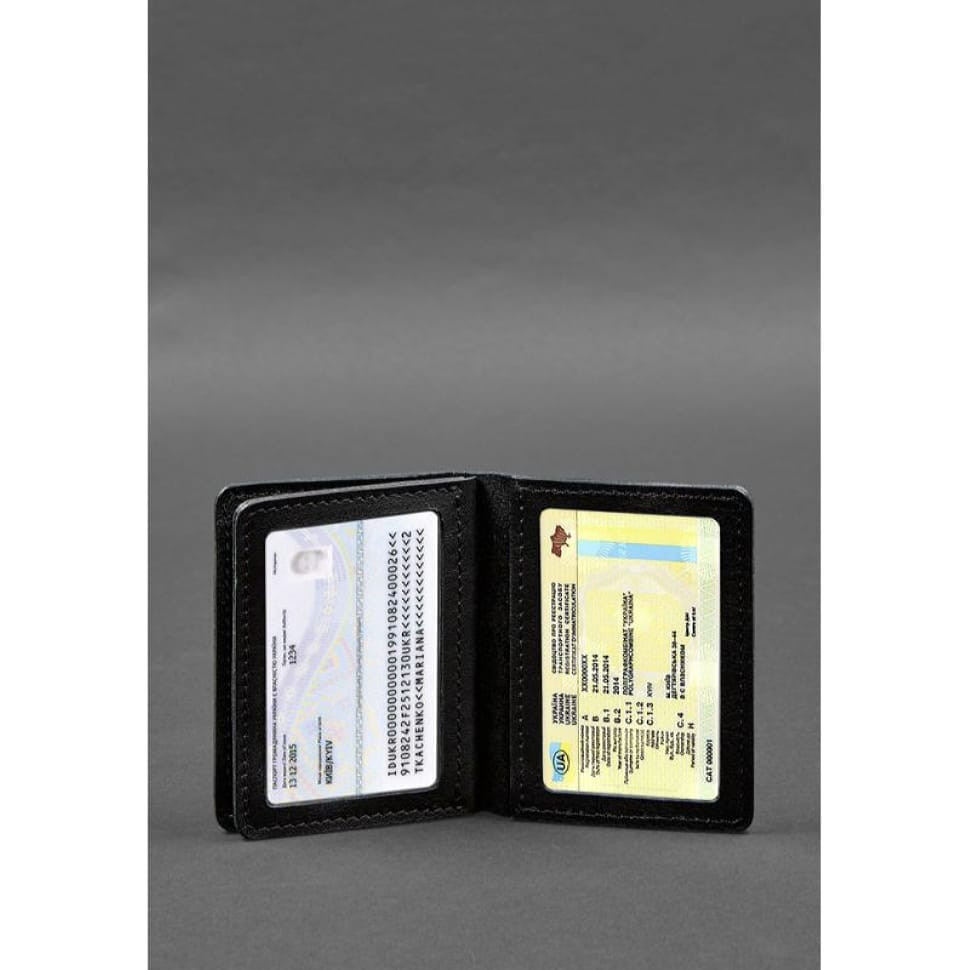 Leather cover for driver's license, ID and plastic cards 2.0 black