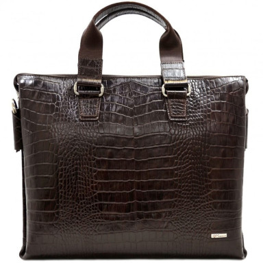Briefcase leather Desisan 1341-19 brown croco