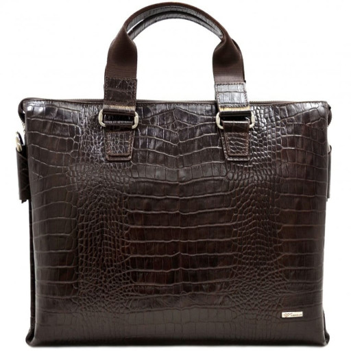 Шкіряний портфель Desisan 1341-19 коричневий кроко
