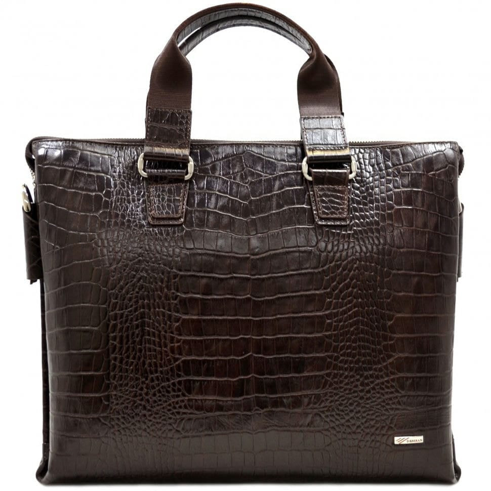 Шкіряний портфель Desisan 1341-19 коричневий кроко