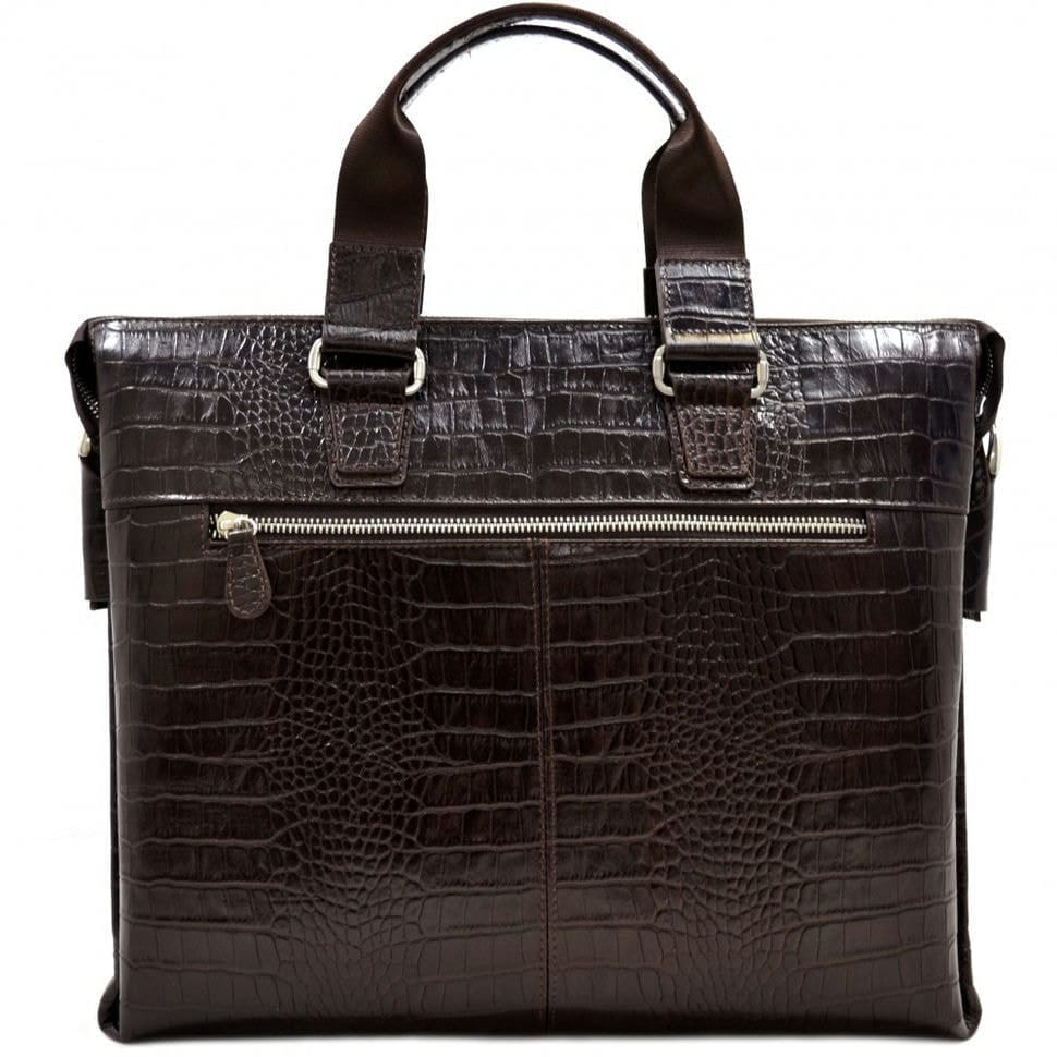 Шкіряний портфель Desisan 1341-19 коричневий кроко