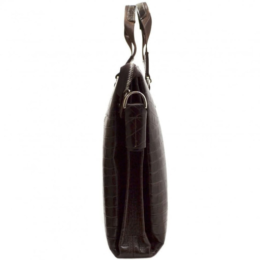 Шкіряний портфель Desisan 1341-19 коричневий кроко