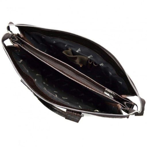 Шкіряний портфель Desisan 1341-19 коричневий кроко