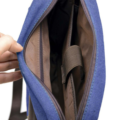Mens blue canvas shoulder bag TARWA RKc-1810-4lx