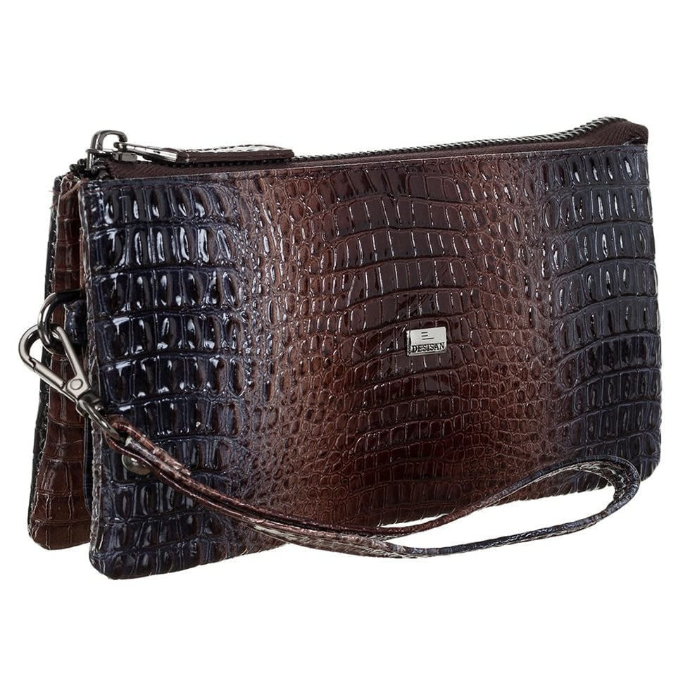 Косметичка-клатч шкіра Desisan 063-757 сірий кроко лак