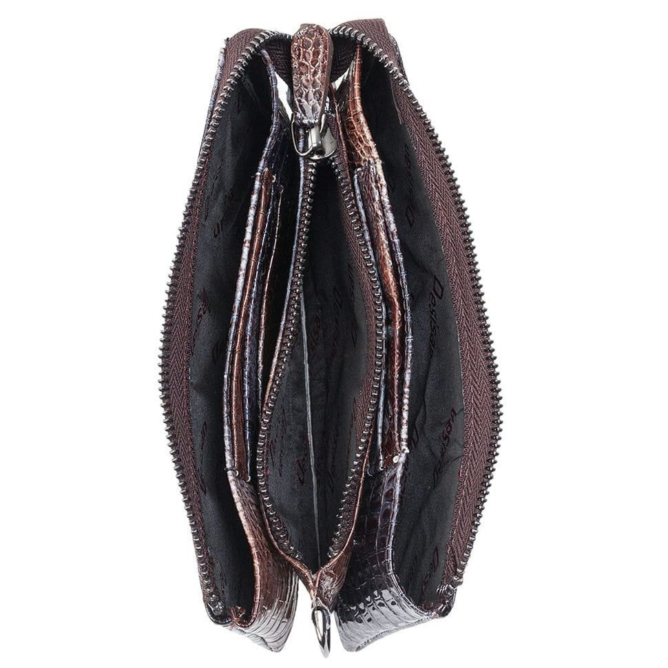 Косметичка-клатч шкіра Desisan 063-757 сірий кроко лак