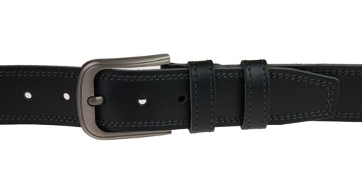 Ремінь чоловічий шкіряний джинсовий подвійна строчка SULLIVAN 112-52 (8) 115-150 см чорний