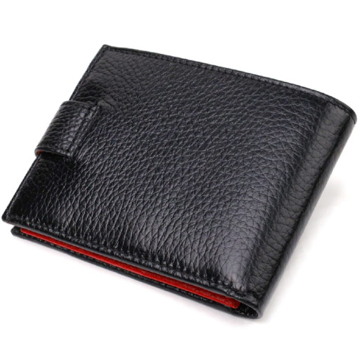 Компактне портмоне для чоловіків у комбінації двох кольорів із натуральної шкіри CANPELLINI 21749 Чорне