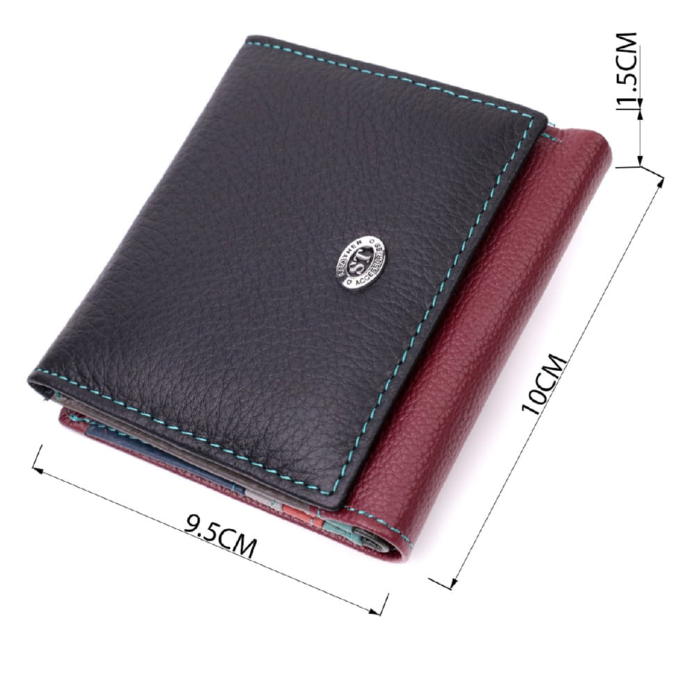 Стильный женский кошелек с оригинальной монетницей из натуральной кожи ST Leather 19510 Разноцветный