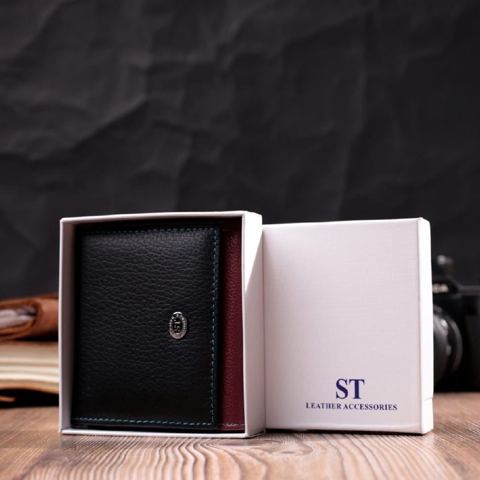 Стильный женский кошелек с оригинальной монетницей из натуральной кожи ST Leather 19510 Разноцветный