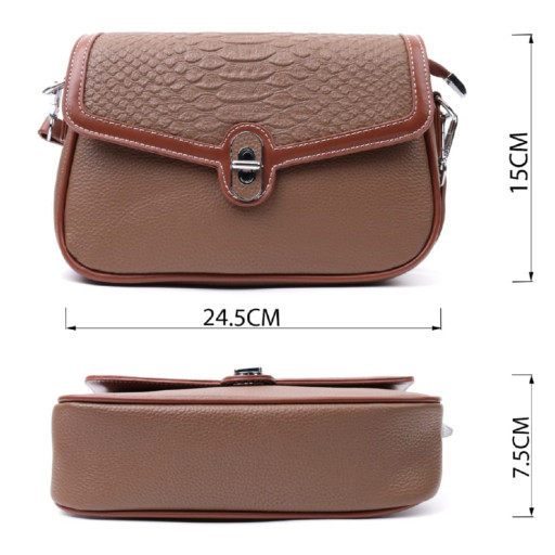 Жіноча сумка з фактурним клапаном з натуральної шкіри Vintage 22621