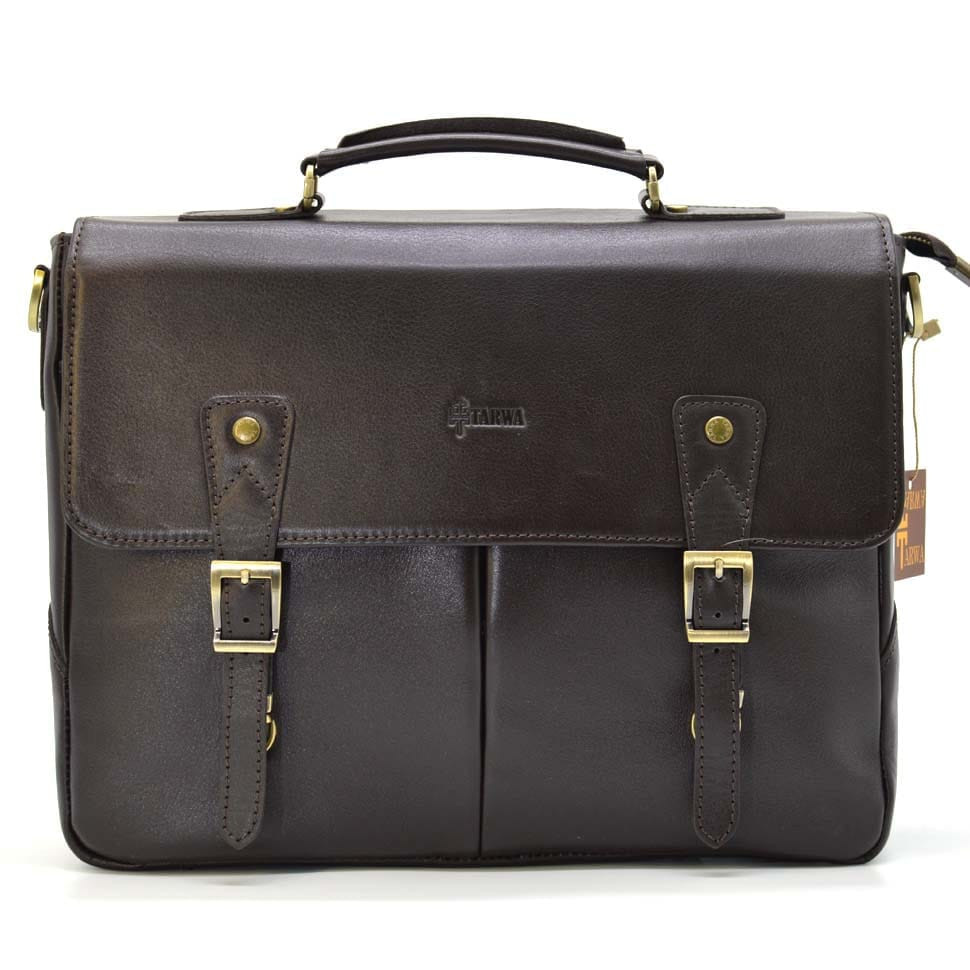 Business men's briefcase from genuine leather RDС-3960-4lx TARWA dark brown