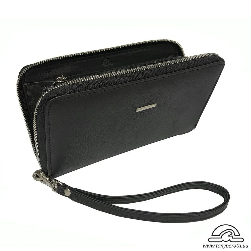 Барсетка шкіряна шкіряна м'яка TONY PEROTTI 2970-10 чорний флотар