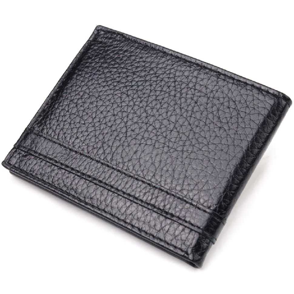 Практичний затиск із натуральної зернистої шкіри CANPELLINI 21518 Чорний