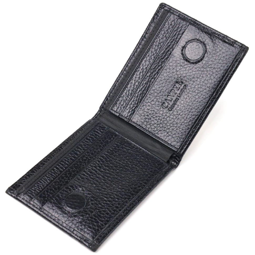 Практичний затиск із натуральної зернистої шкіри CANPELLINI 21518 Чорний