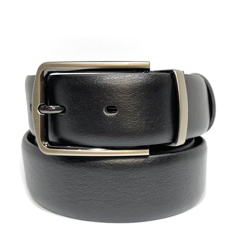 Двосторонній ремінь зі шкіри оленя чер\корич класична пряжка t22763-1