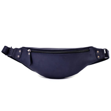 Leather banana waist bag, horse skin blue TARWA RK-455-3md