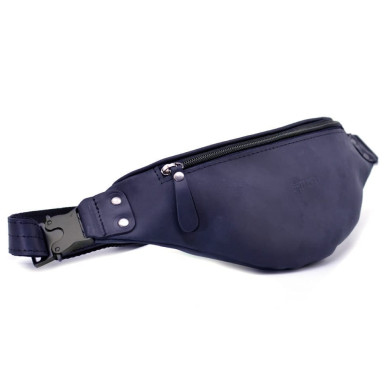 Leather banana waist bag, horse skin blue TARWA RK-455-3md