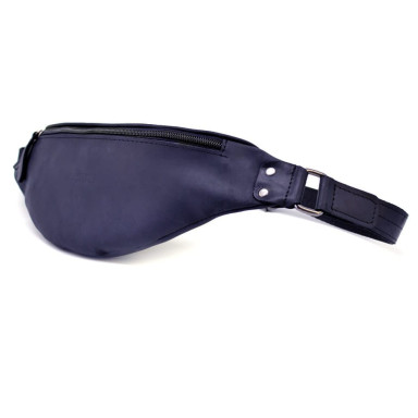 Leather banana waist bag, horse skin blue TARWA RK-455-3md