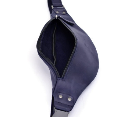 Leather banana waist bag, horse skin blue TARWA RK-455-3md