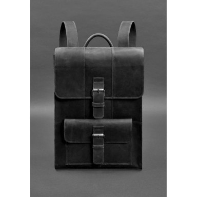 Brit leather backpack black Crazy Horse