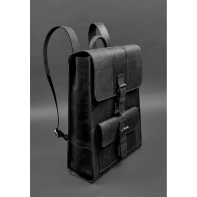 Brit leather backpack black Crazy Horse