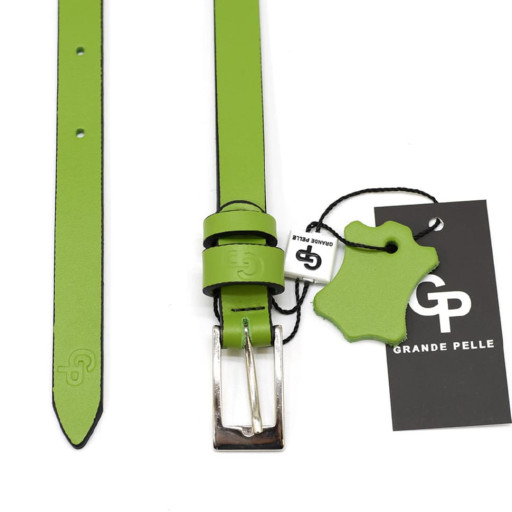 Ремінь жіночий тонкий Grande Pelle 1922050033 в зеленому кольорі.