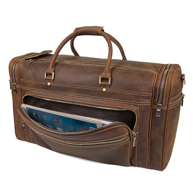 John McDee JD7317LR Genuine Leather Men's Exclusive Travel Bag