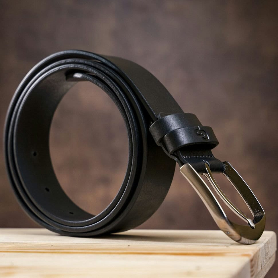 Men's belt GRANDE PELLE 00772 genuine leather Black