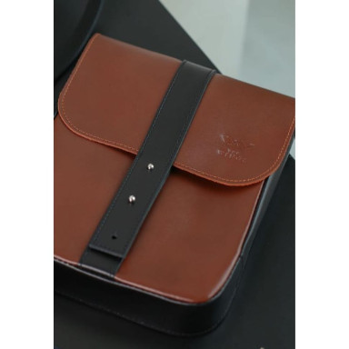 Мужская кожаная сумка Mini Bag коричнево-черная