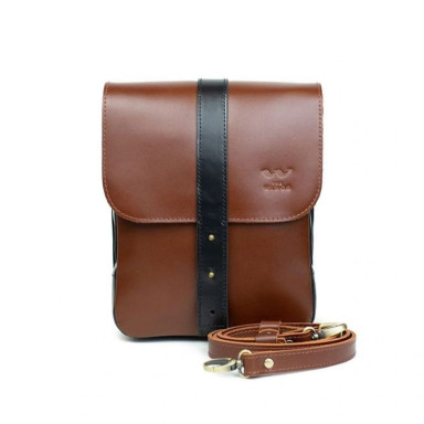 Мужская кожаная сумка Mini Bag коричнево-черная