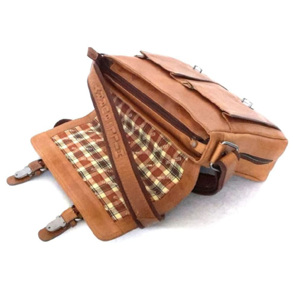 Сумка портфель через плече HILL BURRY HB6198B коньячна