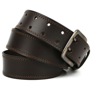 Mens leather belt Limary lim-28-115 with two tongues