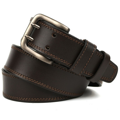 Mens leather belt Limary lim-28-115 with two tongues