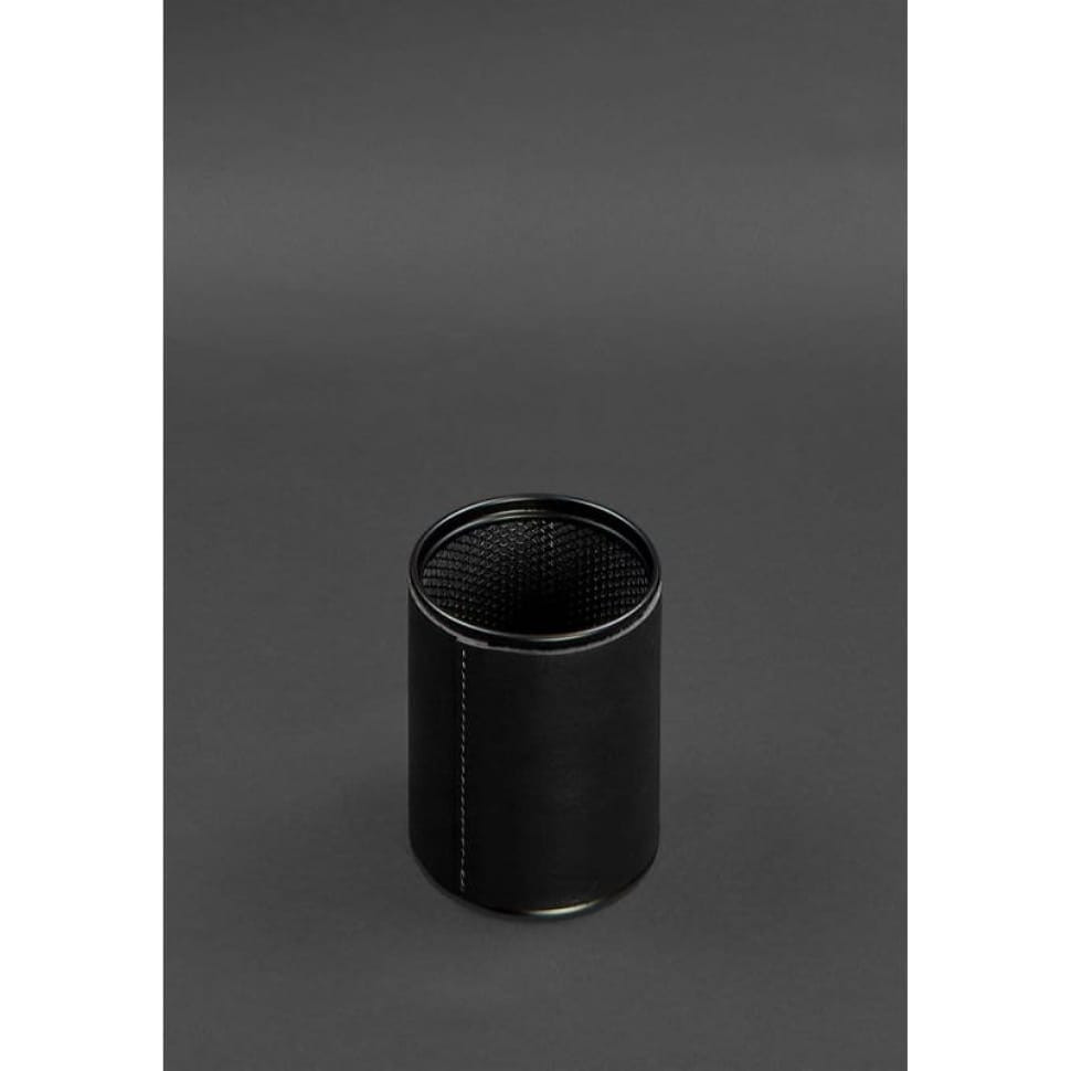 Склянка для ручок у шкіряному чохлі чорний краст