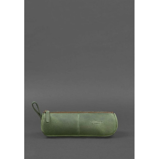 Шкіряний пенал-несесер (футляр для окулярів) 4.0 Зелений Crazy Horse