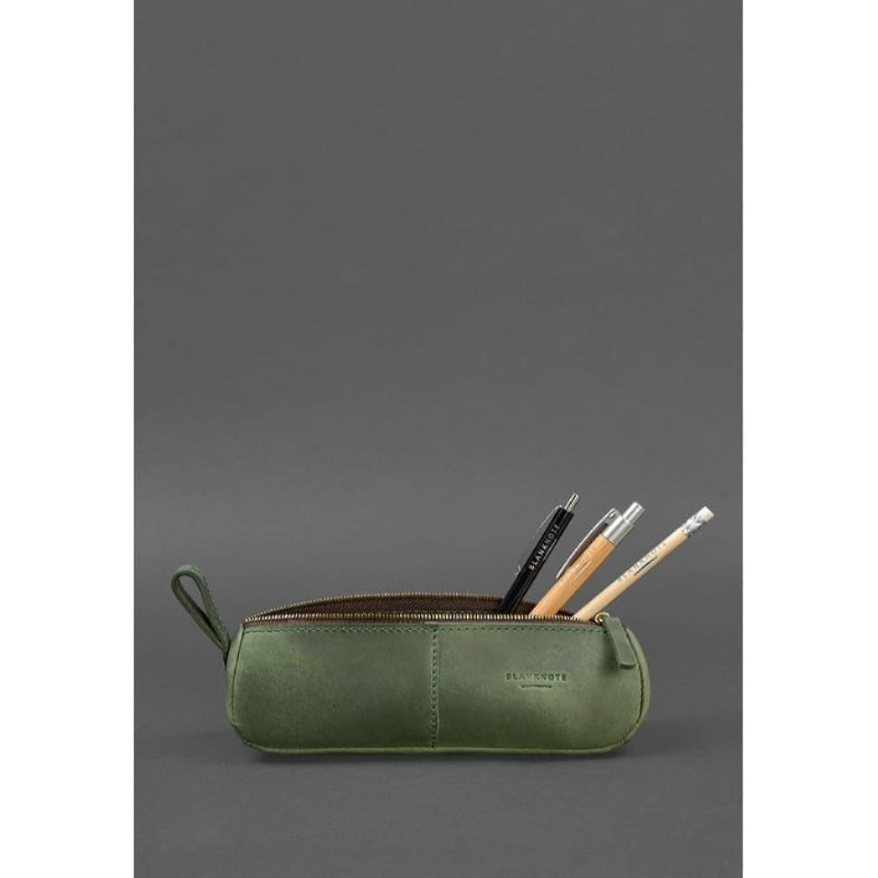 Шкіряний пенал-несесер (футляр для окулярів) 4.0 Зелений Crazy Horse
