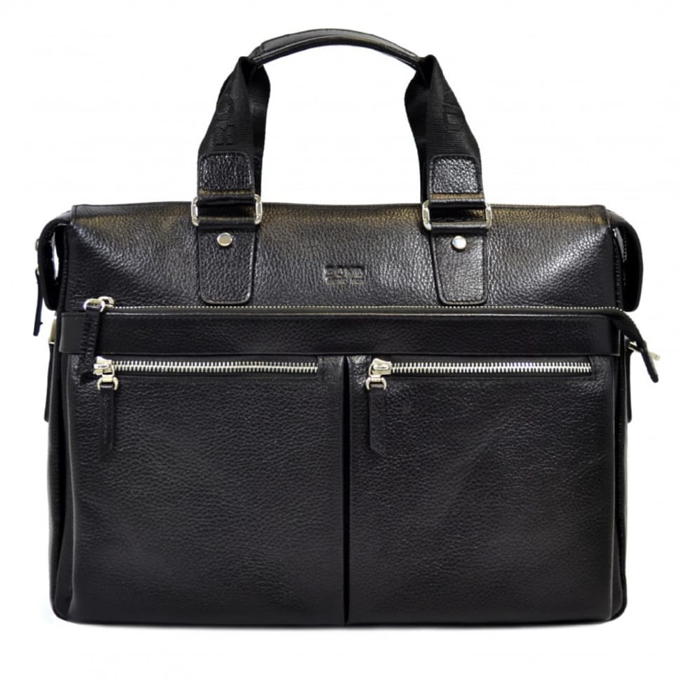 Портфель м'який шкіряний BOND 1366-281 чорний флотар