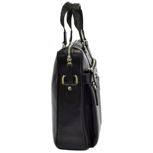 Портфель м'який шкіряний BOND 1366-281 чорний флотар